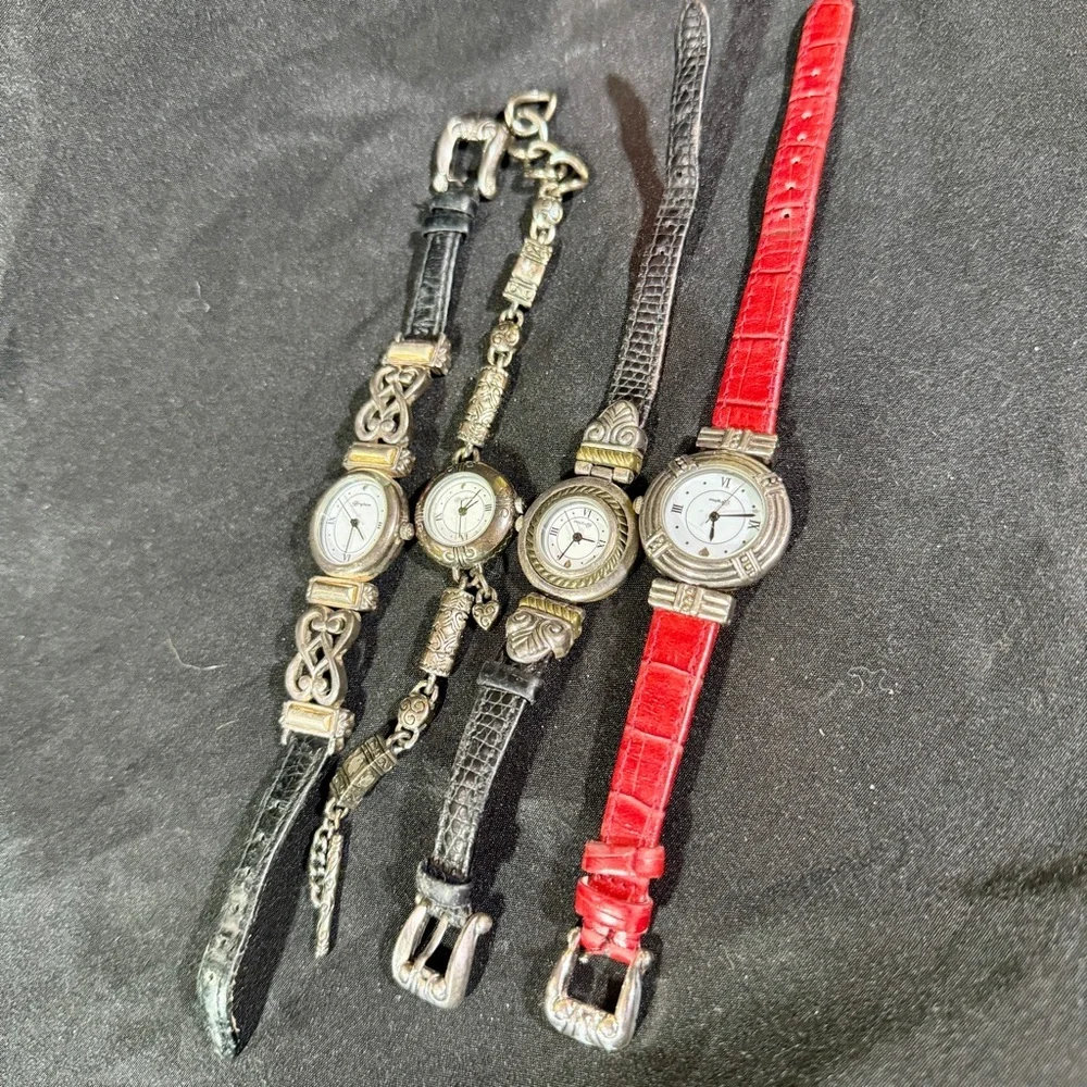 Brighton, vintage, Silver and Red Watch Collection, lot of 4